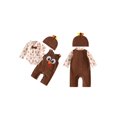 thumbnail image 2 of Cenuakty Baby Boy Thanksgiving Outfits Long Sleeve Print Romper Suspender Pants Hat, 2 of 9