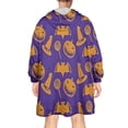 thumbnail image 2 of Wearable Oversized Blanket,Halloween Witch Hats Bats and Pumpkins Wearable Blanket Hoodie for Adults,Cozy Hooded Blankets with Super Pockets,Super Warm Fuzzy Pullover for Women & Men, 2 of 6