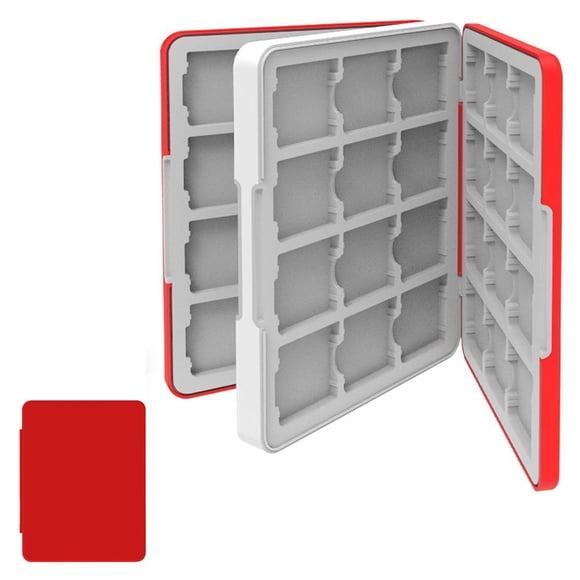48 Slot Game Card Storage Case for Nintendo DS/3DS Series Consoles - Protective Travel Organizer Box with Soft Silicone Lining & Magnetic Closure - Black, Red, Blue