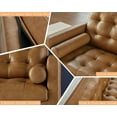 thumbnail image 4 of Merluxy Leather Sofa,Mid-Century Modern Genuine Leather Sofa,3 Seater Comfy Couch for Living Room Home Office-Brown Leather Sofa Couch, 4 of 5