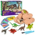 thumbnail image 1 of Desenterrar huevos fósiles de dinosaurio, abrir 12 huevos únicos y descubrir 12 lindos dinosaurios, juguete de excavación de Pascua para niños de 3, 4, 5, 6, 7, 8, 9 a 12 años, regalo de tallo de cien, 1 of 7