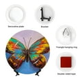 thumbnail image 4 of Bingfone Oil Painting Beautiful Butterfly Print Bone China Dinner Decorative Plates,Handmade Ceramic Dinner Plate with Stand for Home Club-7in, 4 of 6