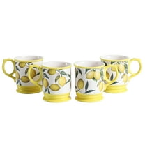 Bico International 20 oz Lemon Dreams Earthenware Coffee Mugs Set of 4