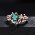 thumbnail image 4 of 1ct Twig Round Cut Green Emerald Engagement Ring Set- 14k Rose Gold Vermeil- Art Deco Twist Leaf May Birthstone Ring, 4 of 6