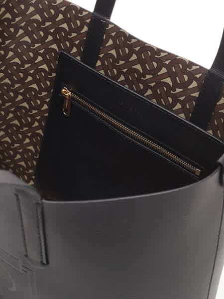 embossed monogram motif leather tote