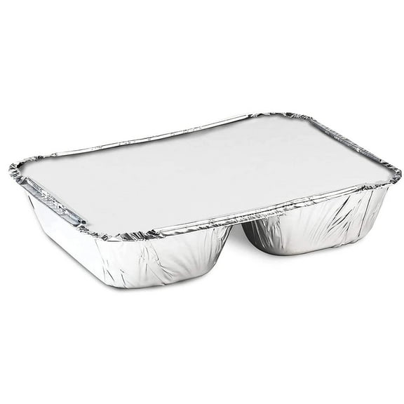 Disposable 3 Compartment Aluminum Dinner Foil Pan/Tray with Board Lids: 3CT