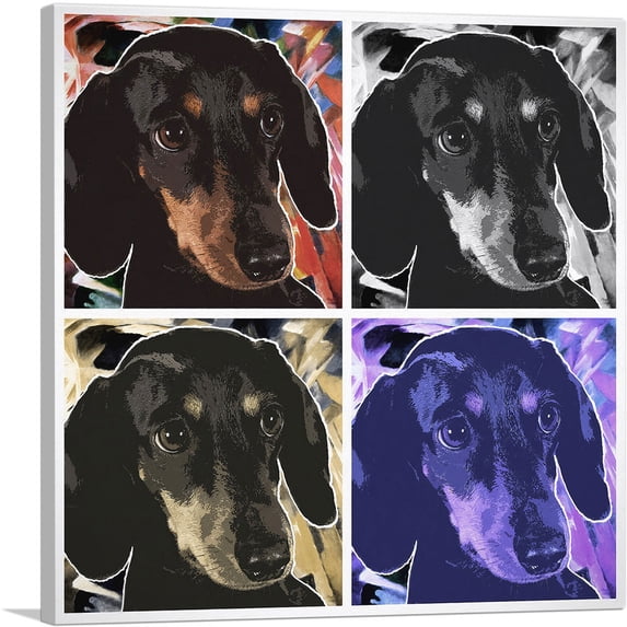 ARTCANVAS Dachshund Dog Breed Quadruple Canvas Art Print - Size: 12" x 12" (1.50" Deep)