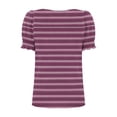 thumbnail image 5 of Women's Short Sleeve Round Neck Loose Fit T-Shirts Tops Blouses Solid Color Casual Daily Wear Vacation Travel Fashion Essential Gift for Women | HAODEJW,Purple M, 5 of 5
