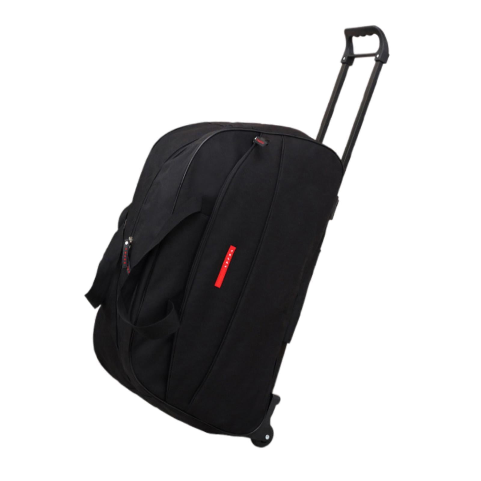 LeeQinersw Wheeled Rolling Duffel Bag Foldable Travel Garment Bag for Outdoor Business Trip Black