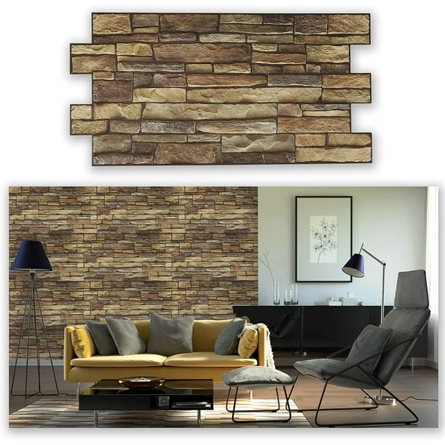 Jinsinto Panneaux Muraux en Plastique PVC 3D (Marron), 0,45*3m, un Rouleau