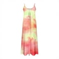 thumbnail image 5 of Dazajoo Womens Plus Size Tie Dye Dresses Spaghetti Strap Pleated Cami Dress Summer Casual Sleeveless V Neck Long Dresses,Pink,XXXL, 5 of 6