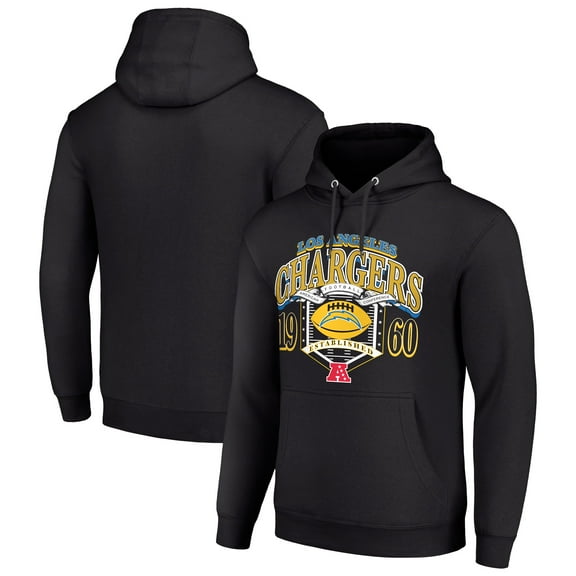 Men's Starter Black Los Angeles Chargers 80s Retro Pullover Hoodie