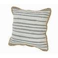 thumbnail image 4 of Ox Bay Ringo 18" x 18" Gray/White Jute Bordered Striped Cotton Adult Decorative Throw Pillow, 4 of 9