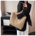 thumbnail image 5 of Nvzi Bolsa de lona esponjosa para compras de verano, bolsos de hombro, color caqui, 5 of 5