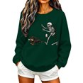 thumbnail image 3 of WEIWEN Dog Mama Sweatshirt for Women Funny Skeleton Chasing Dachshund Print Crewneck Long Sleeve Halloween Outfits for Women Going Out Tops Fall Sweaters Women's Clothing XXL, 3 of 5
