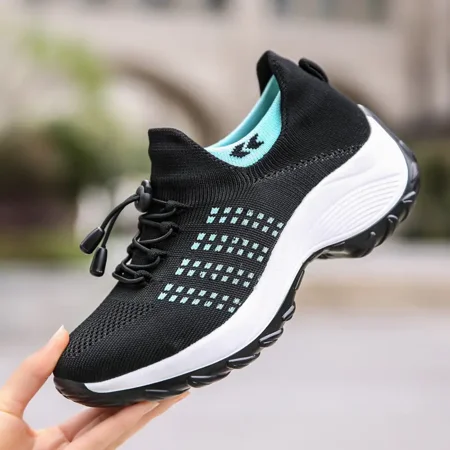 

Women‘s Platform Knit Sneakers Breathable Lace Up Low Top Causal Shoes Women‘s Sport Funning Shoes