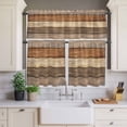 thumbnail image 4 of 3 Piece Kitchen Curtains and Valances Set Farmhouse Beige Brown Cafe Curtains 24 Inch Length Vintage Wooden Striped Valance & Tier Curtain for Living Room Bedroom Small Window 54"x18"+27"x24"*2, 4 of 6