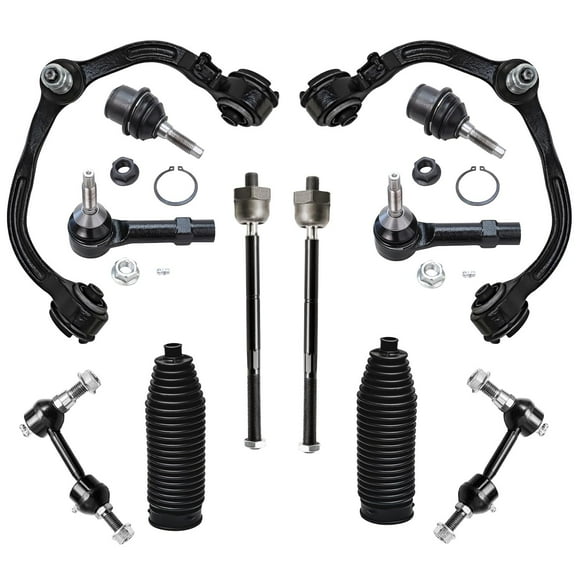 Detroit Axle - Front 12pc Suspension Kit for 2003 2004 Ford Expedition Lincoln Navigator, 2 Upper Control Arms 2 Lower Ball Joints 4 Outer Inner Tie Rods 2 Sway Bar Links 2 Boots Replacement