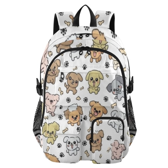 DIXRUYEE Puppy Pattern Backpack for School 14”Laptop Compatible with Reflective Safety Strips