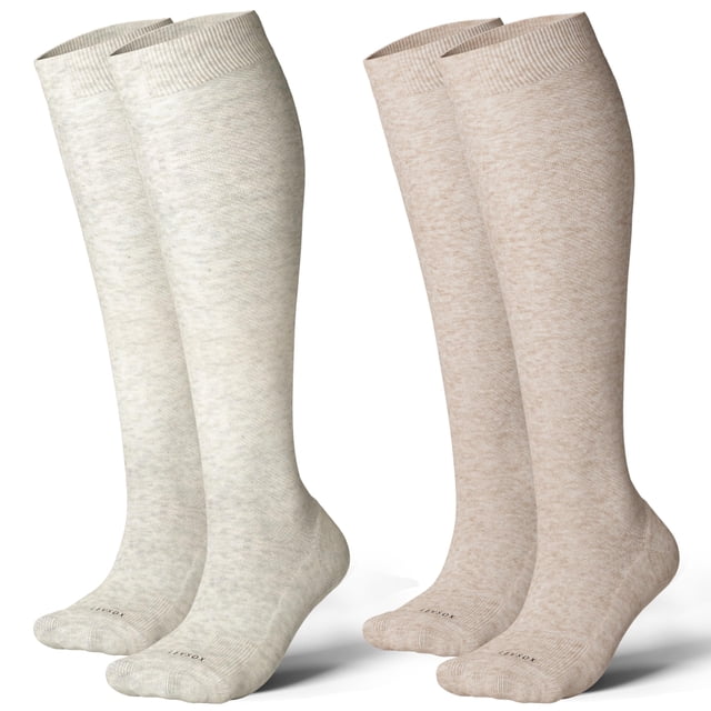 Calcetines de compresión LEVSOX de algodón de 20 a 30 mm Hg hasta la rodilla, 2 pares