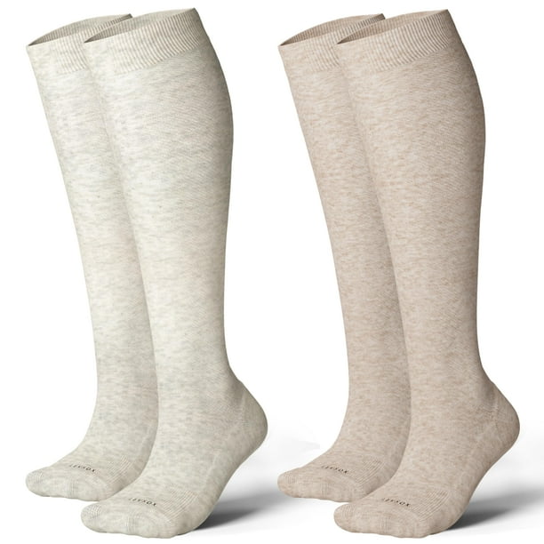 Calcetines de compresión LEVSOX de algodón de 20 a 30 mm Hg hasta la rodilla, 2 pares