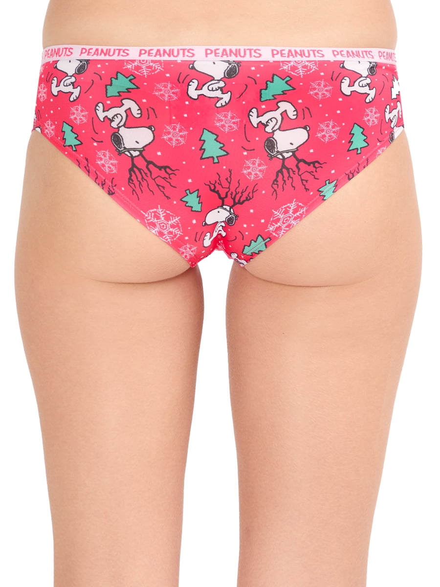 Snoopy Christmas Women's Comfort Stretch Bikini, 3 pack Sizes S to XL
