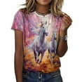 thumbnail image 3 of Cool Horse T-Shirt O Neck Retro Print Big Size T-Shirts Short Sleeve Tees Womens Pretty Design, 3 of 5