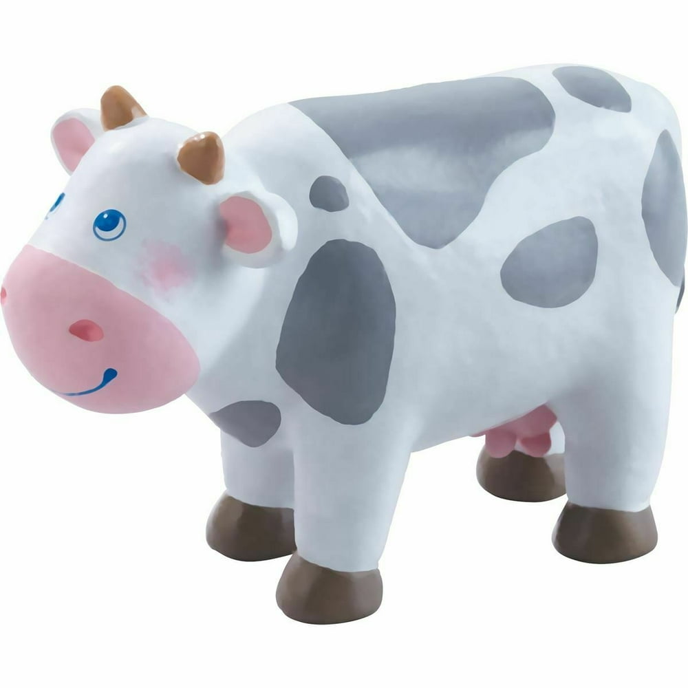 HABA Little Friends Cow 4.5" Holstein Farm Animal Toy Figure