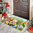 thumbnail image 4 of Happy Easter Bunny Doormat, Colorful Flowers Kitchen Mat, Cute Spring Bunny Floral Kitchen Mat, Waterproof Non Slip Easter Doormat for Home Office Bathroom Party Decor, 47*31 inch, 4 of 7