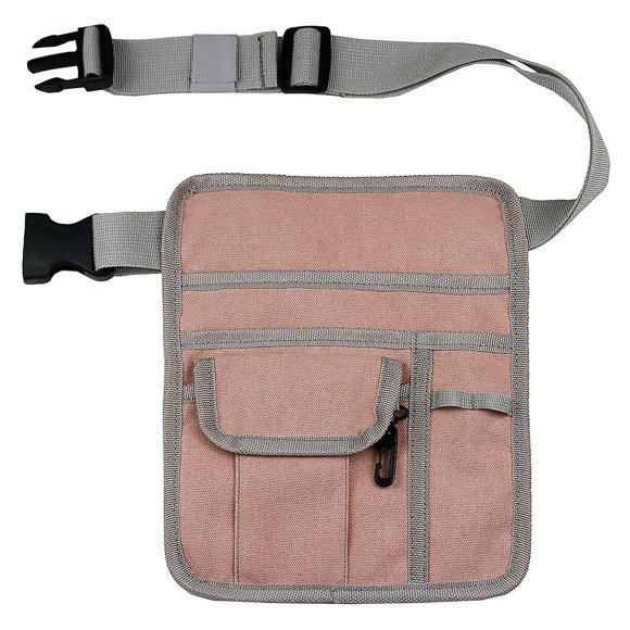 831201 20.5x25.5cm Canvas Belt Pouch Waiter Waist Bag Outdoors Repair Tools Bag - Pink