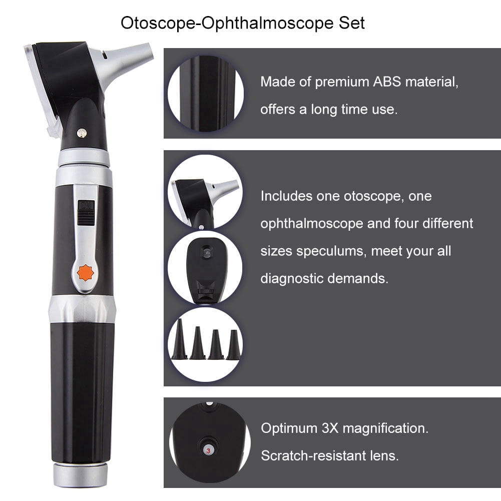 LHCER Professional Fiber Optic Otoscope+Ophthalmoscope Kit LED
