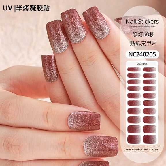 Gel nail stickers French onion powder UV light hardened nail stickers semi-cured Christmas