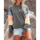 thumbnail image 2 of Sudadera con capucha Cuello redondo Manga larga Bloqueo de color Tops casuales de moda para mujer Gris XL, 2 of 6