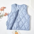 thumbnail image 2 of ZACPNCV Girls Solid Color Bodywarmer Puffer Vest Kids Lightweight Sleeveless Button Soft Comfort Trendy Fall Winter Tops Blue 12-13 Years, 2 of 7