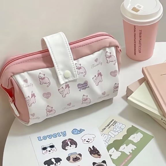 Taicans Cute Cat Print Makeup Bag with Compartments,Large Capacity Travel Cosmetic Bag,Waterproof Toiletry Organizer