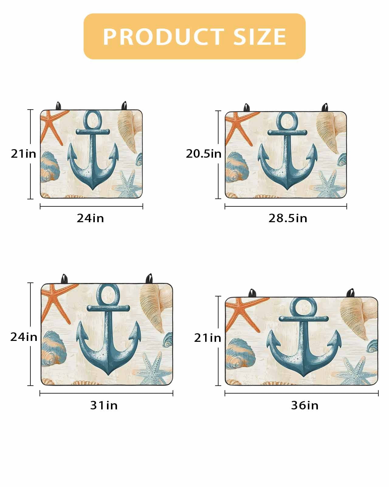 nqOlkjepod Large Induction Cooktop Protector Mat 28.5"x20.5", Nautical Anchor Stove Top Covers for Electric Stove, Coastal Ocean Vintage Starfish Shells Stove Burner Cover Mats Stove Cover