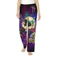 thumbnail image 2 of Picia Mushrooms and Skull Womens Soft Woven Cotton Elastic Waistband Sleep Pajama Pant Lounge Sleep Pant With Pockets And Drawstring-Large, 2 of 9