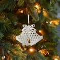 thumbnail image 6 of Luoshdecor White Christmas Hanging Ornaments，Plastic Glitter Bell Pine Snowflakes Wreath Christmas Trees Ornaments for New Year Party Winter Wedding Decor, 6 of 6