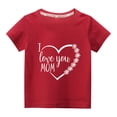 thumbnail image 1 of Penkiiy Haut à Manches Courtes Imprimé Cœur pour Enfants Garçons Filles, Col Rond, Couleur Unie, 3-4 Ans, Rouge, 1 of 4