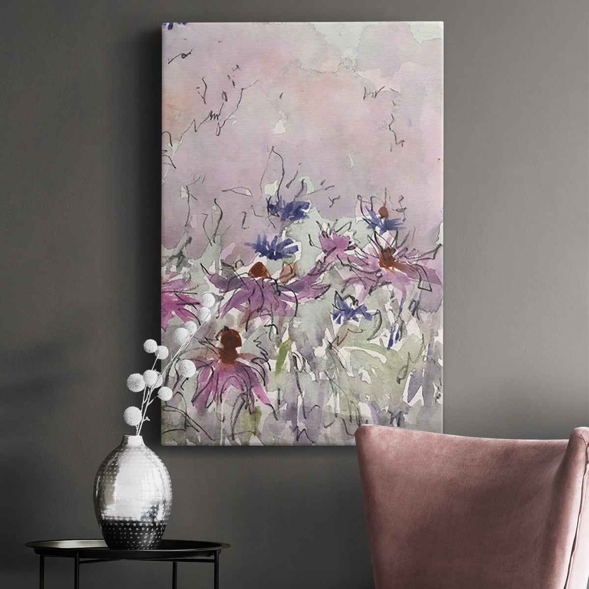 Floral Entertainment I Premium Gallery Wrapped Canvas - Ready to Hang