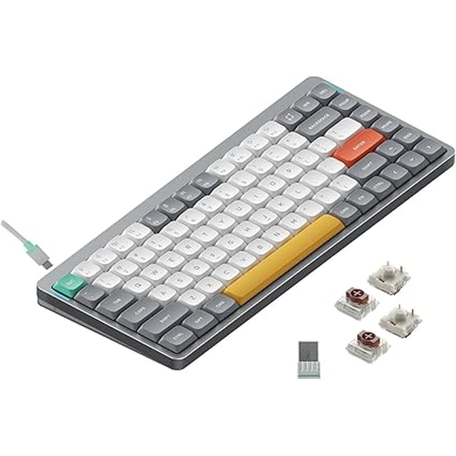 nuphy Air75 V2 Portable 75% Mechanical Keyboard Supports Bluetooth/2.4G/USB-C Compatible with Windows/Mac OS/Linux Systems ,Grey Gateron Brown Switch - Open Box