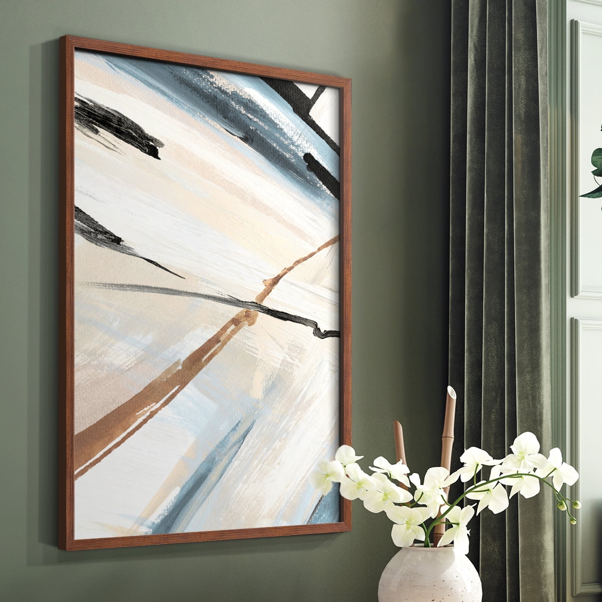 Dancing Wind Revisit II Framed Print in Brown Solid Wood Framed Print No Nail Hanging