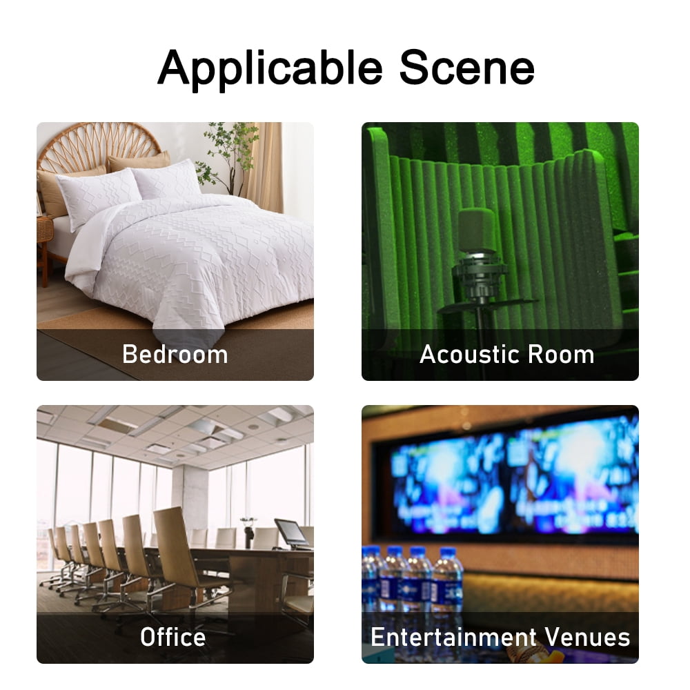 Sound Absorbing Noise Dampening Acoustic Self-adhesive Panel Wall Treatment 1" x 12" x 12", Black Triangular Groove, 12-pack