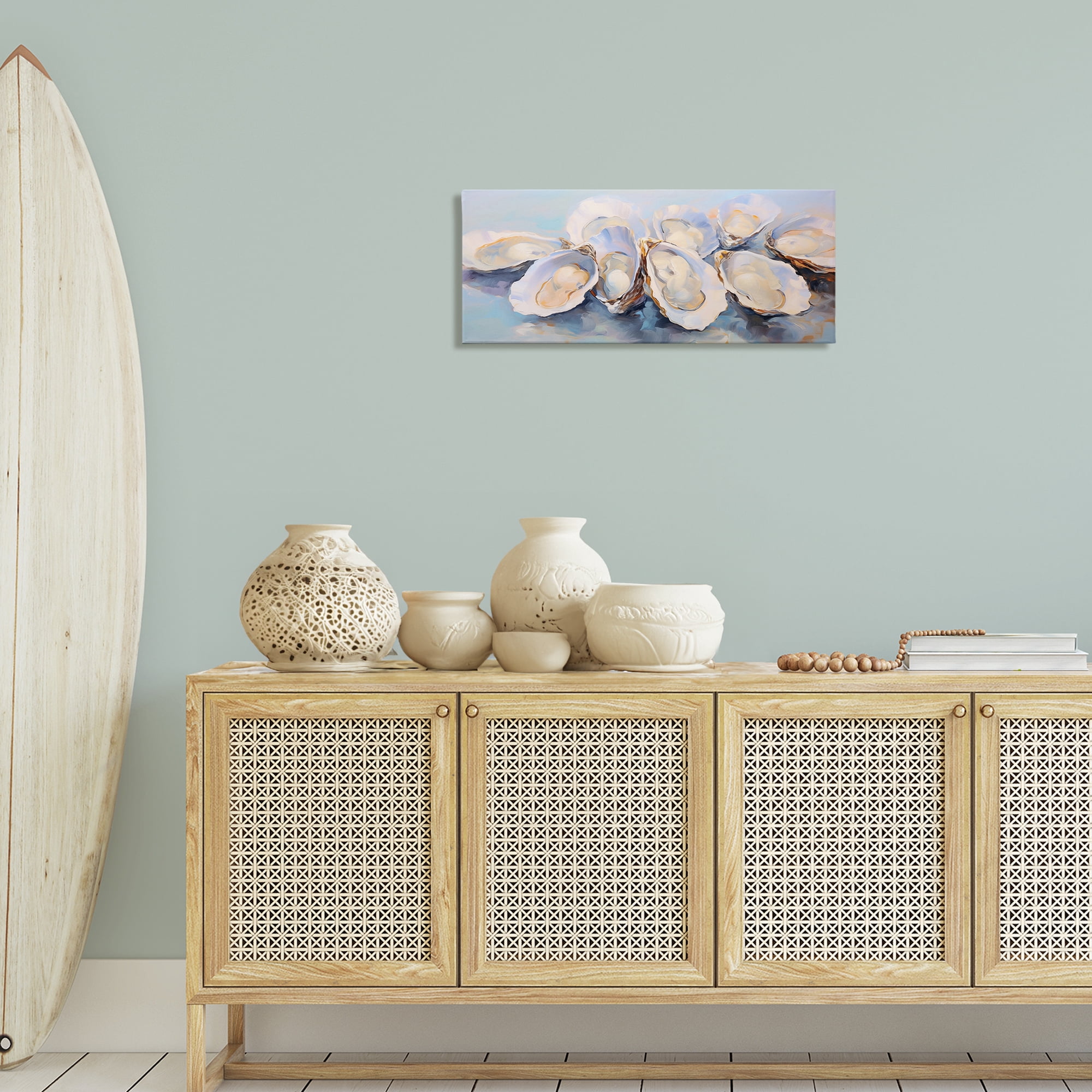 Stupell Industries Aquatic Oyster Bunch Nautical & Beach Painting Wrapped Canvas Art Print Wall Art, 30 x 13