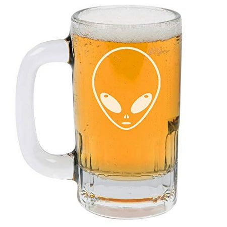 

12oz Beer Mug Stein Glass Alien Head