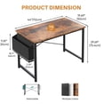 thumbnail image 2 of edx 44" Home Office Desk for Small Spaces, Computer Desk with Storage Bag & Hook, Modern Simple Style Study Writing Table for Bedroom, Rustic Brown, 2 of 8