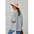 thumbnail image 2 of ABPHQTO Chaqueta de mujer de punto con botones y estampado de cuadros azul cielo con bolsillo, 2 of 5