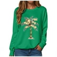 thumbnail image 4 of Kaprioy Sweatshirts for Women Long Sleeve Shirt Pullover Tops Glowing Christmas Tree Prints Fall Fashion Clothing Green, XL, 4 of 6