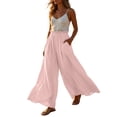 thumbnail image 4 of Dresfit Linen Pants for Women Wide Leg Palazzo Pants Summer 2026 Baggy Flowy Pant Lightweight Loose Elastic High Waist Beach Trousers with Pockets XL, 4 of 7