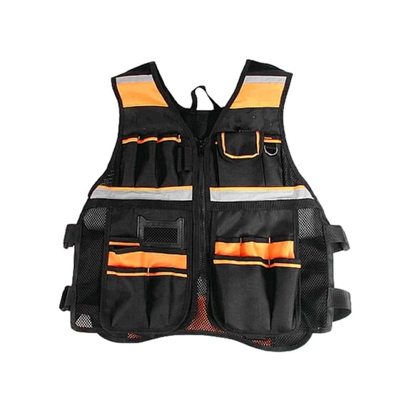 Tool Vest Work Vest Electrician Carpenters Reflective Adjustable Chest Tools Vest Adults Workwear Multi Pockets for Industrial Household
